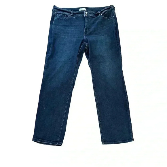 Lane Bryant Tighter tummy high rise straight Jean 24 long plus size dark wash - Picture 2 of 8